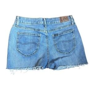 Lee Womens Medium Wash Denim Cutoff Shorts Raw Hem Blue Jean Shorts 8M